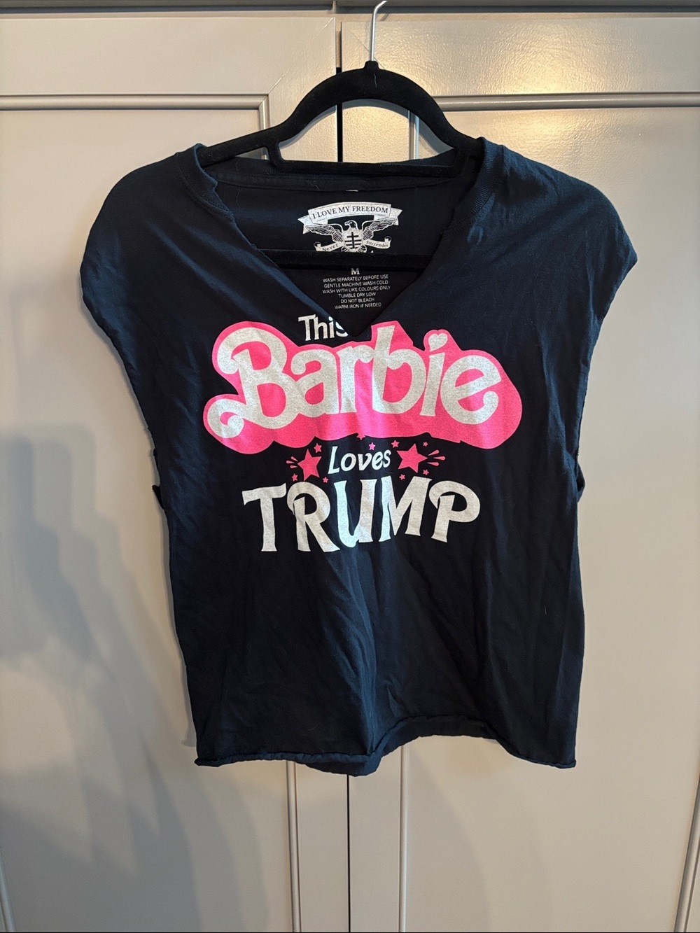 Barbie Loves Trump Graphic Women’s Black Tee M